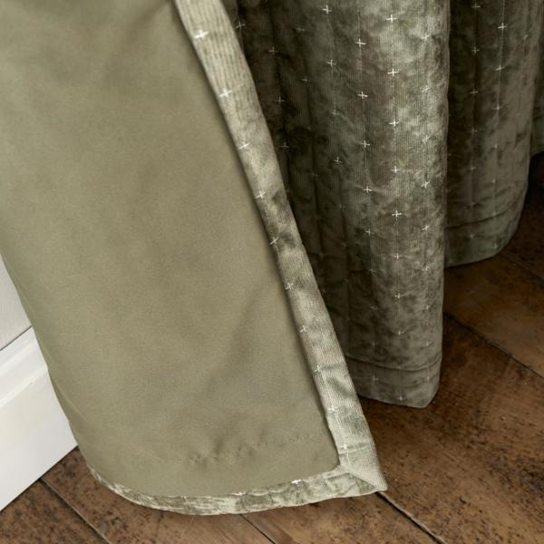 Bianca Attica Velvet Blackout Eyelet Curtains Green