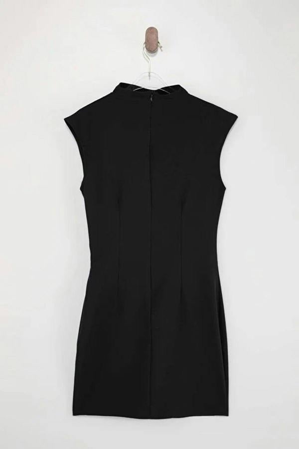 WOVCOR High Neck Mini Stretchy Woven Dress
