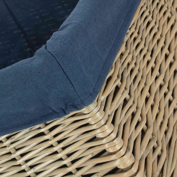 Antique Wash Navy Cotton Lined Willow Storage Basket