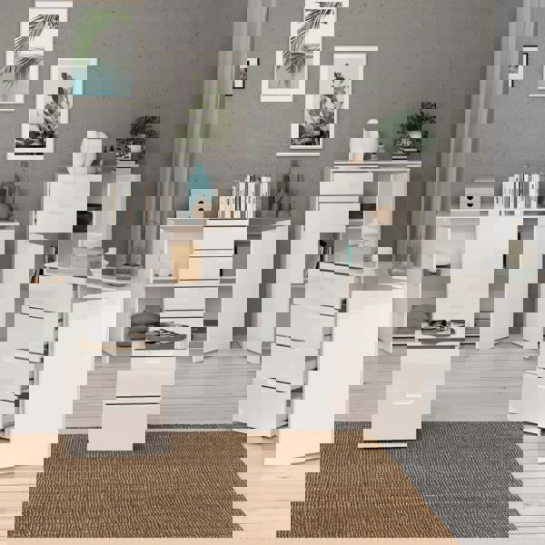 Furniture To Go Sienna Bedside in White/White High Gloss