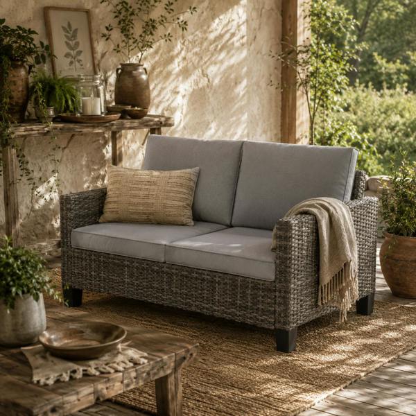 Wyld Haus Nolo Dark Grey 2 Seater Outdoor Sofa With Cushions