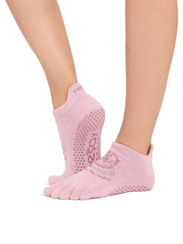 ToeSox Low Rise Full Toe Women's Yoga Grip Socks - Here For The Cakes