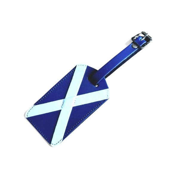 Zatchels Leather Luggage Tag - Blue & White - Scotland