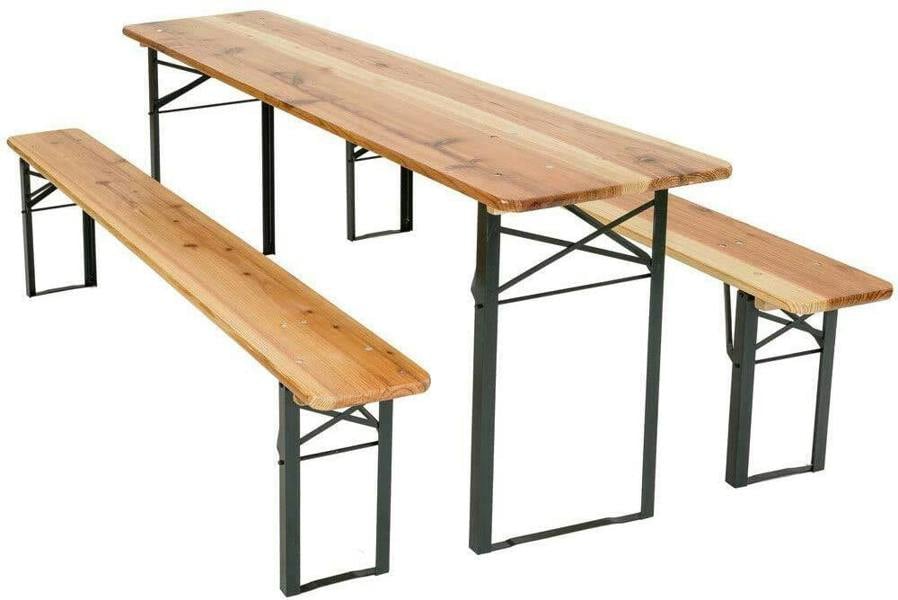 HYGRAD BUILT TO SURVIVE HYGRAD® 3 Piece Picnic Table & Bench Set Folding Beer Bench Outside Table & Bench Party Bench & Table Set