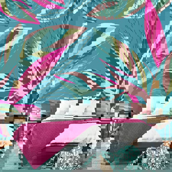 Origin Murals Botanical Calathea Leaves Wall Mural - Blue