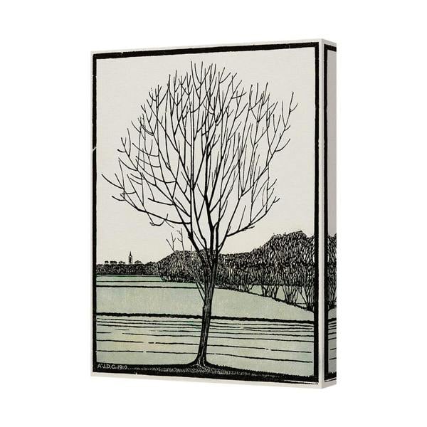 Benjamin Tate Design Contemporary Tree Landscape Canvas Art Print On Deep Wooden Frame Brackets