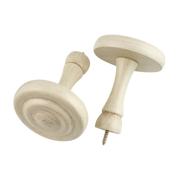 A.Unique Home Ribbed Wooden Curtain Pole with Rings and Fittings, In a Variety of Colours and Sizes (35mm) (Holdbacks, Antique Vanilla)
