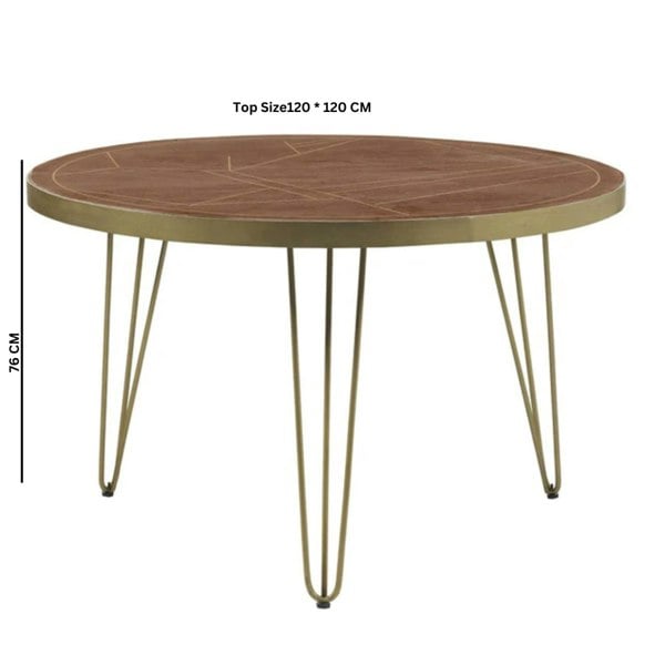 IH Design Round Solid Wood Dining Table 4 Seats Bishop Dark Mango