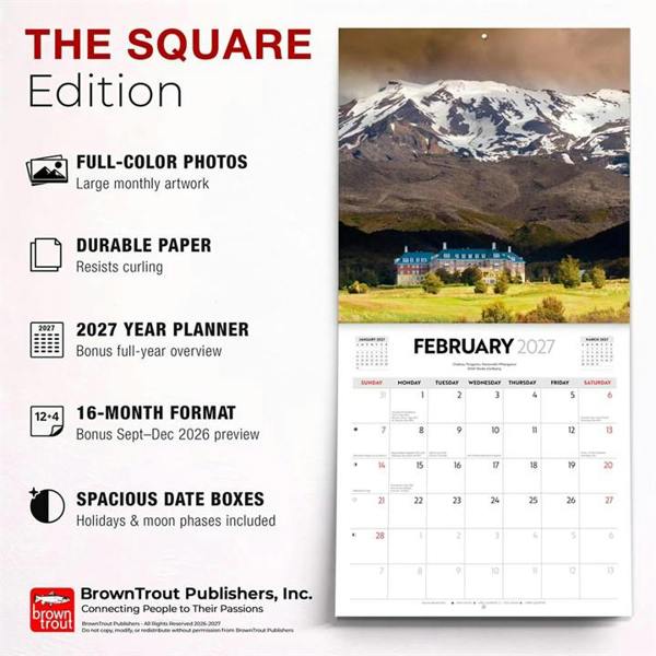 Majestic New Zealand Calendar 2027, Wall Calendars, Month To View, Travel, Gift