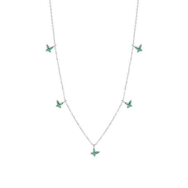 Spero London Green Butterfly Sterling Silver Charm Necklace