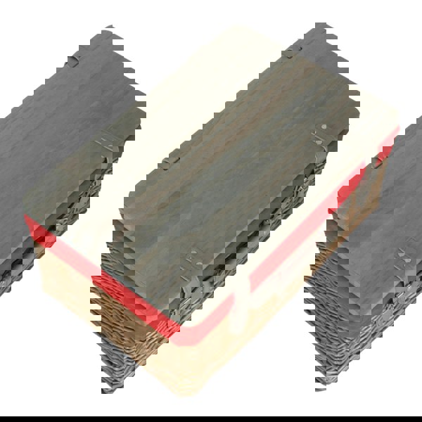 Antique Wash Red Lined Willow Picnic Basket with Pinewood Lid