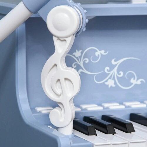 Bobobiy 37 Keys Kids Piano Mini Electronic Keyboard Light Kids Musical Instrument Educational Game Children Grand Piano Toy Set with Stool & (Blue)