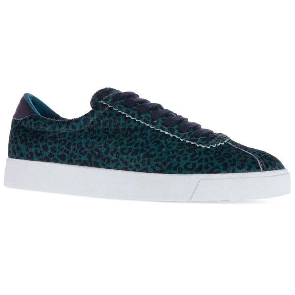 Superga Womens/Ladies 2843 Club S Leopard Print Cowhide Leather Trainers - Teal Green