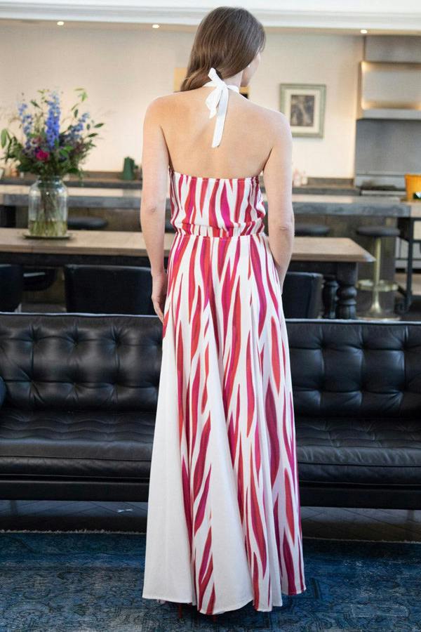 HotSquash Halter Neck Maxi Dress with Contrast Panels