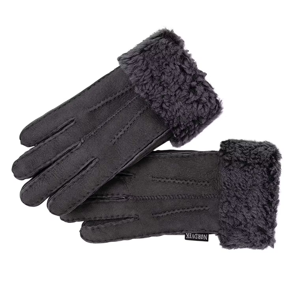 Nordvek Womens Sheepskin Gloves With Fur Cuff