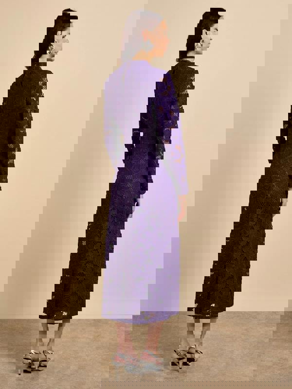 GWD Freya Floral Lace Purple Midi Dress