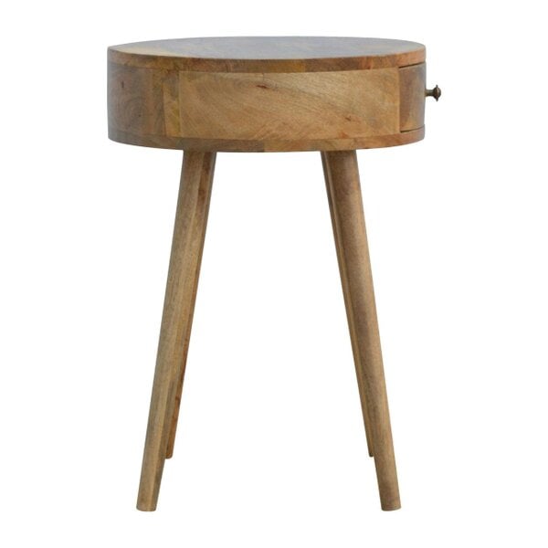 Wyld Haus Gradara Nordic Round Mango Wood Bedside Table