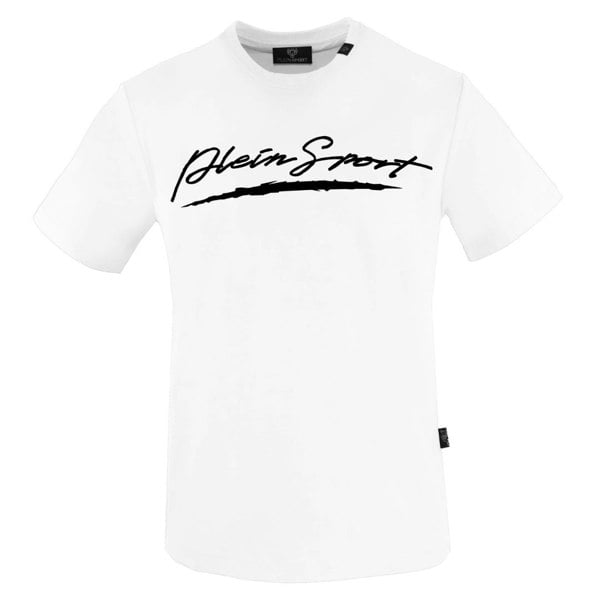 Plein Sport Large Signature Logo White T-Shirt S