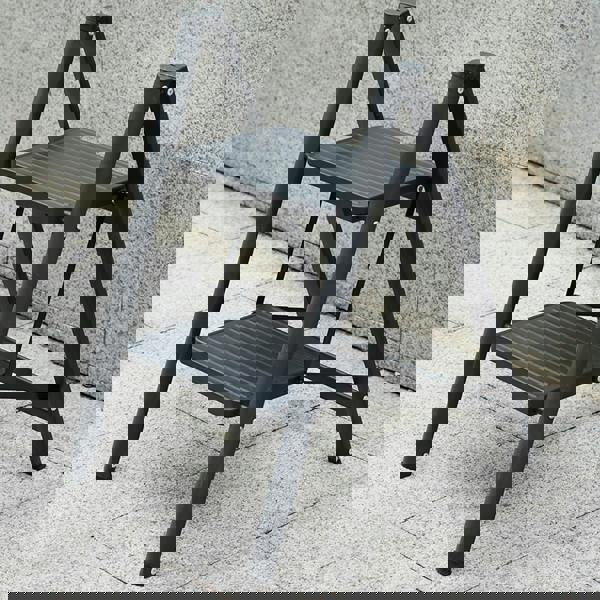 Gr8 Home 2 Step Ladder Black Folding Stool Non Slip Heavy Duty Carbon Steel Lightweight