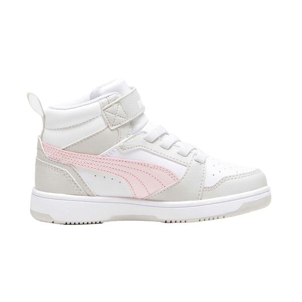 Puma Childrens/Kids Rebound V6 Mid Leather Trainers - White/Pink - 