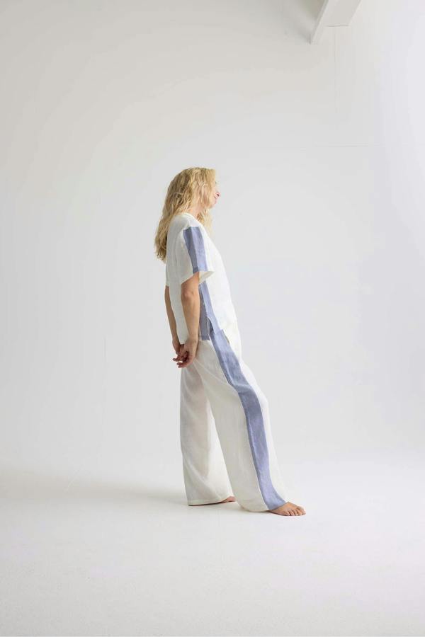 Pretty You London Relaxed Striped Linen Resort Set In Coconut Milk