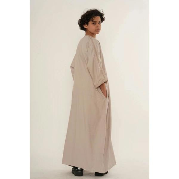 Boy's Moroccan Thobe Half Sleeve Gandoura Embroidery Kaftan - Salmon - Thobez - 20