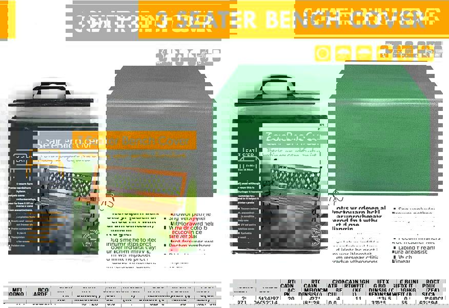 KAV 3 Seater Garden Bench Cover for Garden Benches Waterproof UV Resistant - Green (162x66x90cm)