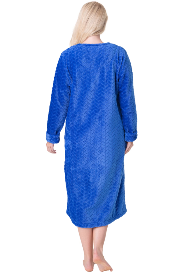 Camille Supersoft Zip Front Embossed Housecoat