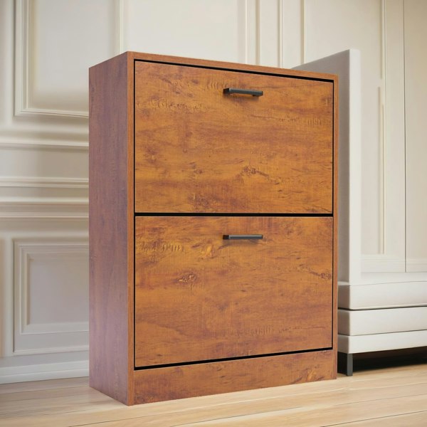 Rafaelo Mobilia 2 Drawer Shoe Storage Cabinet Oak