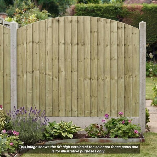 Premier Garden Supplies Dome Top Feather Edge Semi-Braced Fence Panel - 5 Pack H: 4ft x W: 6ft (182.8cm) - Wood - Pressure Treated (Tanalised)