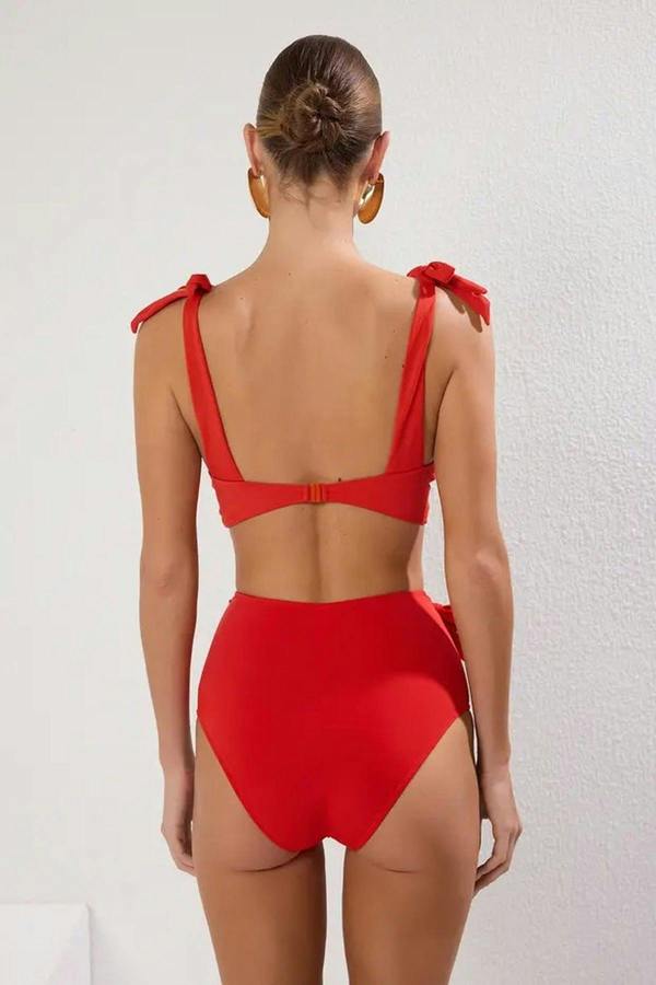 WOVCOR Tie-Up Hipster High-Waisted Bikini Bottom