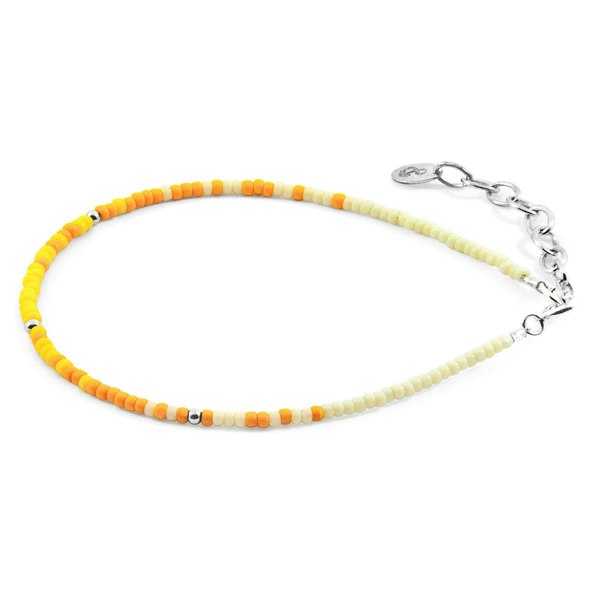 Anchor & Crew Yellow - Off White Paulina Silver and Miyoko Glass Bracelet