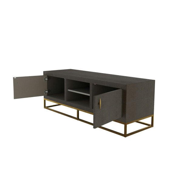 Wyld Haus Mandalo Brown Shagreen and Brass Two Door TV Unit