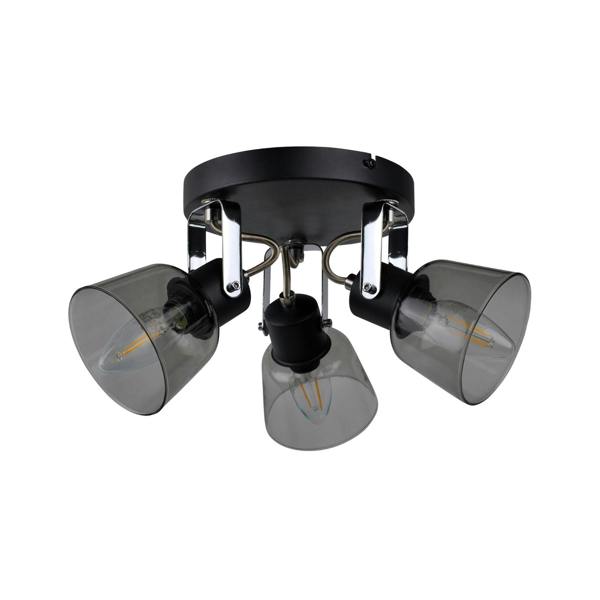 Pagazzi Lighting Zach 3 Light Black Ceiling Spotlight Plate with Glass Shade