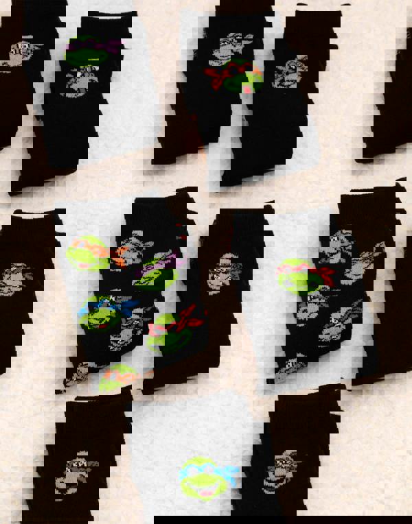 Teenage Mutant Ninja Turtles Mens Black Calf Socks Set of 5