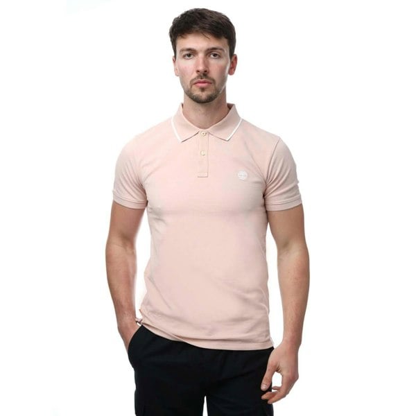 Timberland Mens Printed Short-Sleeved Polo Shirt - Rose
