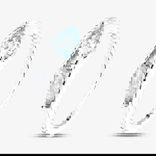 T. H. Baker Rhodium Plated Sterling Silver Blue & White Topaz Crossover Ring 8.86.0059