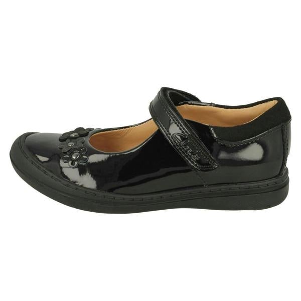 Clarks Girls Clarks Flower Detailed School Shoes Scooter Jump