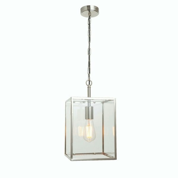 Ceiling Pendant Light Bright Nickel & Clear Glass 40W E27 Dimmable e10173 Loops