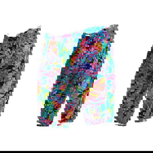 Vibrant tropical leaf print boys leaving today swim training jammer trunks