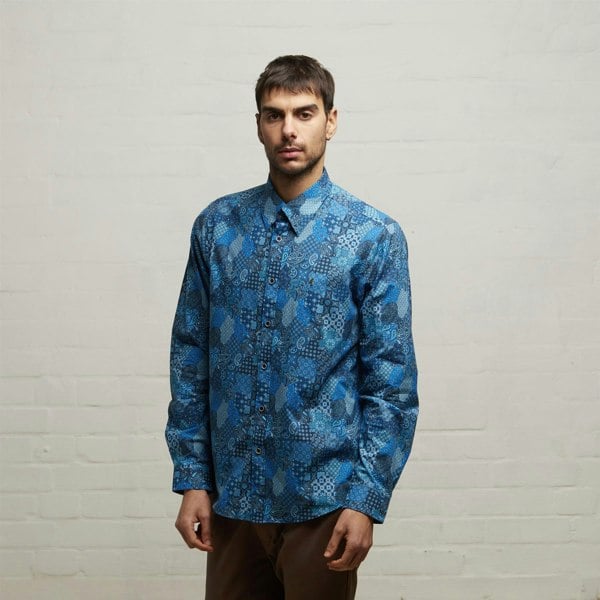 Gabicci V53GW04 Mens Callum Woven Print Shirt Gabicci Vintage - STORM
