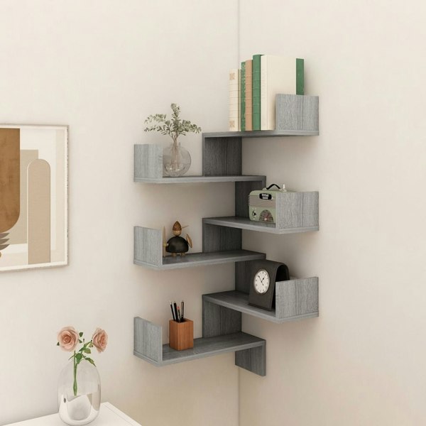 Berkfield Wall Corner Shelves 2 pcs Grey Sonoma 40x40x50 cm Engineered Wood