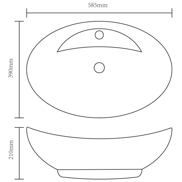 Berkfield Luxury Ceramic Basin Oval with Overflow and Faucet Hole