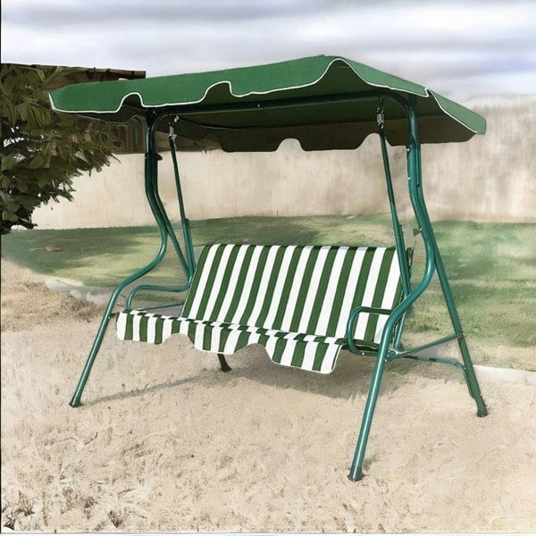 Rafaelo Mobilia 3 Seater Garden Swinging Chair With Cushioned Seats Green
