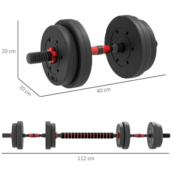 15kg 2 in 1 Adjustable Dumbbells Weight Set, Dumbbell Hand Weight Barbell for Weight Training, Black