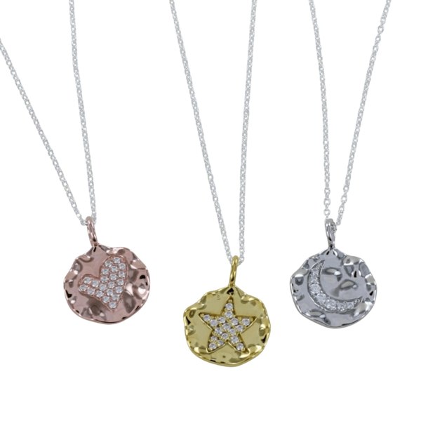 Textured Luna Necklace in Sterling Silver - Reeves & Reeves