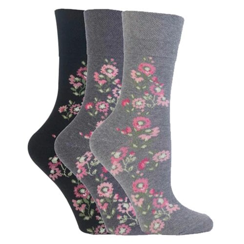Gentle Grip 3 Pairs Ladies Cotton Rich Everyday Socks Gentle Grip Soft Top Comfort Socks - 4-8 UK - GG45