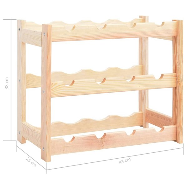 Berkfield Wine Rack for 12 Bottles Pinewood