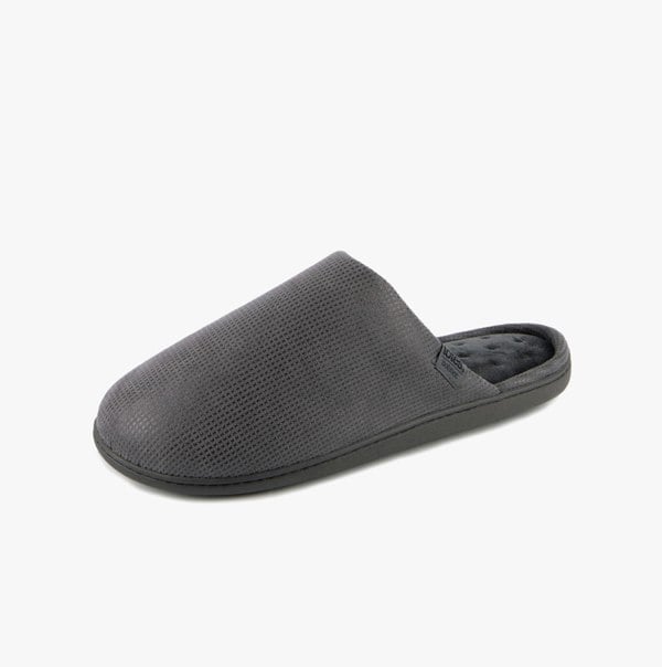 Totes Isotoner SQUARE PATTERNED SMART MULE Mens Mule Slippers Grey