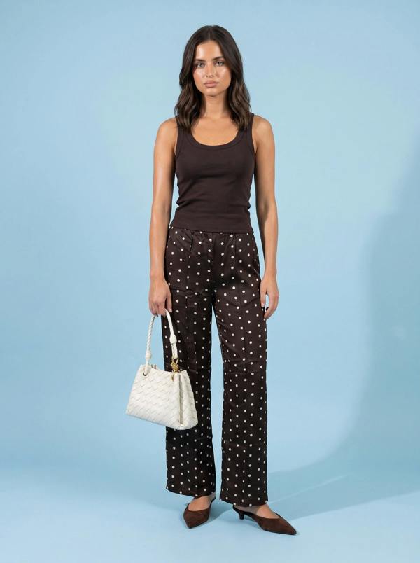 Urban Bliss Spot Tape Side Trouser Chocolate